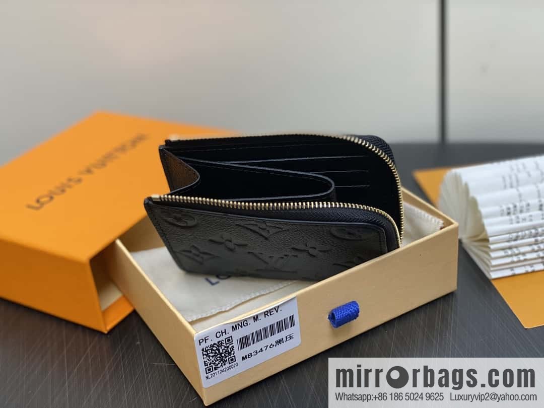 [Boutique‑grade] M83476 black full leather embossed, zipper wallet series NEW Noah Compact wallet