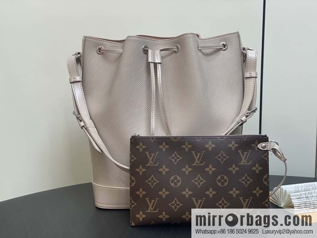 [Boutique‑grade] M12848 quartz white/large, water ripple bucket bag series Noe MM bucket bag
