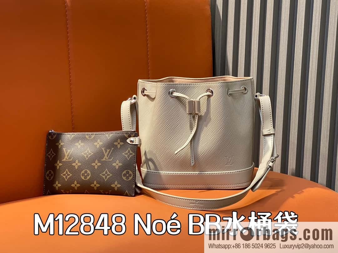 [Boutique‑grade] M12848 quartz white/small, water ripple bucket bag series Noé BB bucket bag