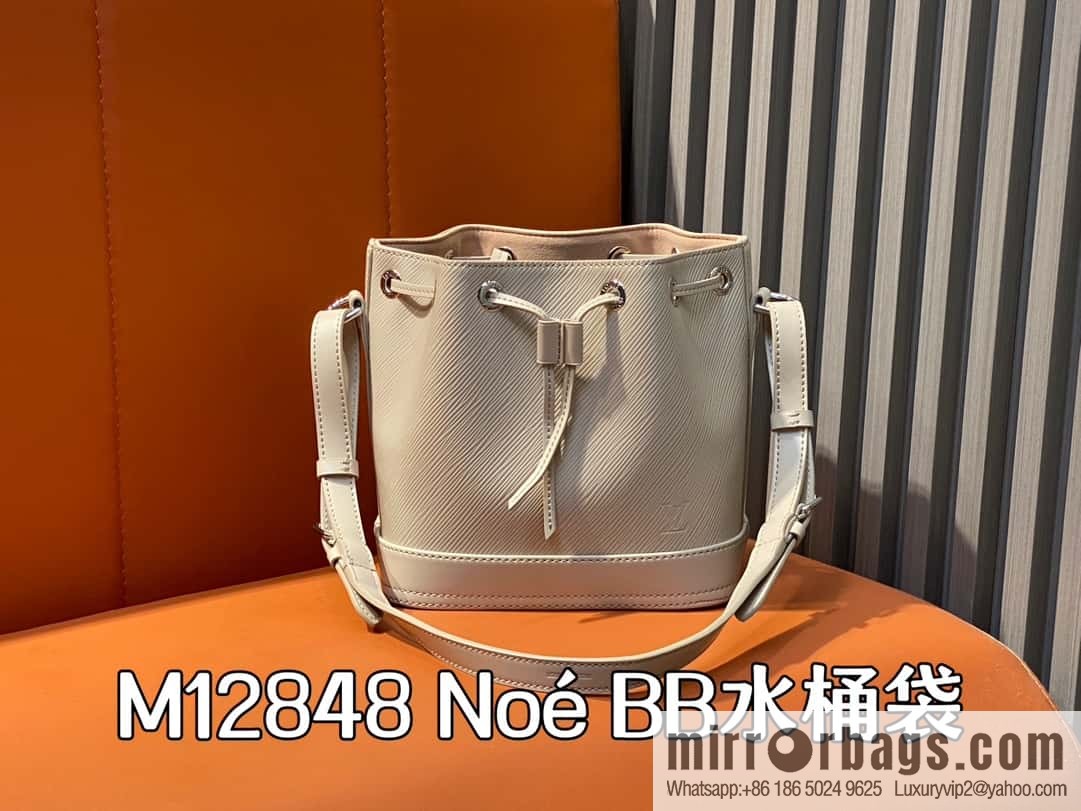 [Boutique‑grade] M12848 quartz white/small, water ripple bucket bag series Noé BB bucket bag