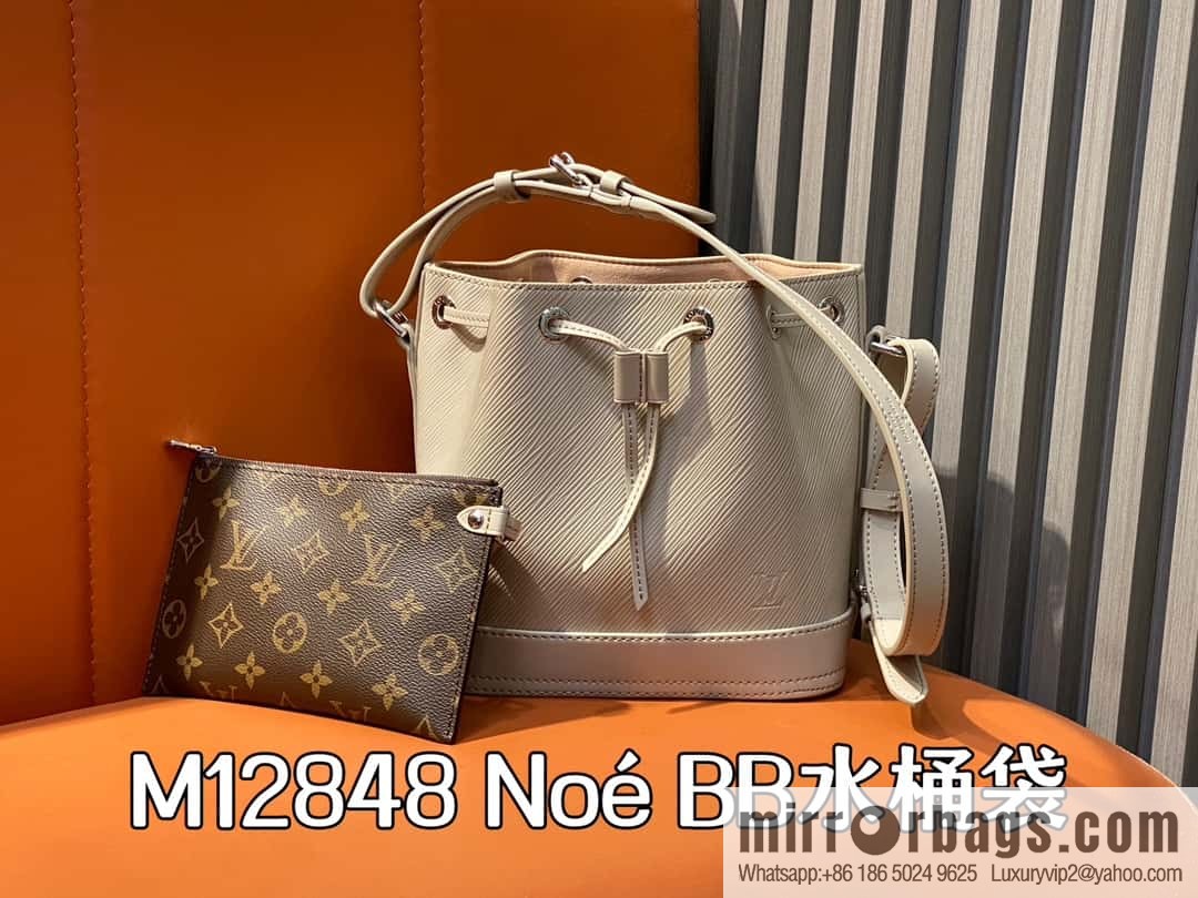 [Boutique‑grade] M12848 quartz white/small, water ripple bucket bag series Noé BB bucket bag