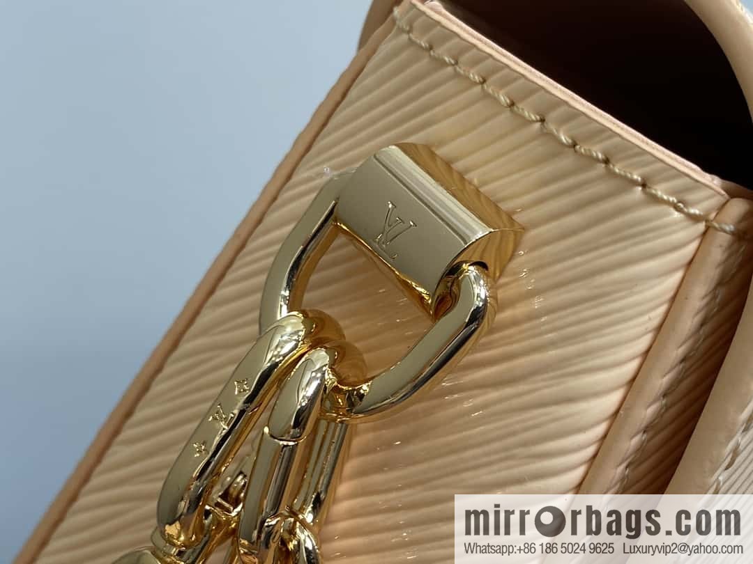 [Boutique‑grade] M24603 apricot, patent leather water ripple chain bag Twist West handbag M24549 24603 apricot, water ripple