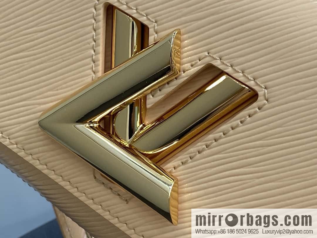 [Boutique‑grade] M24603 apricot, patent leather water ripple chain bag Twist West handbag M24549 24603 apricot, water ripple