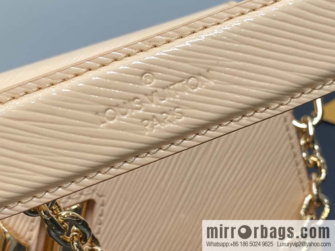 [Boutique‑grade] M24603 apricot, patent leather water ripple chain bag Twist West handbag M24549 24603 apricot, water ripple