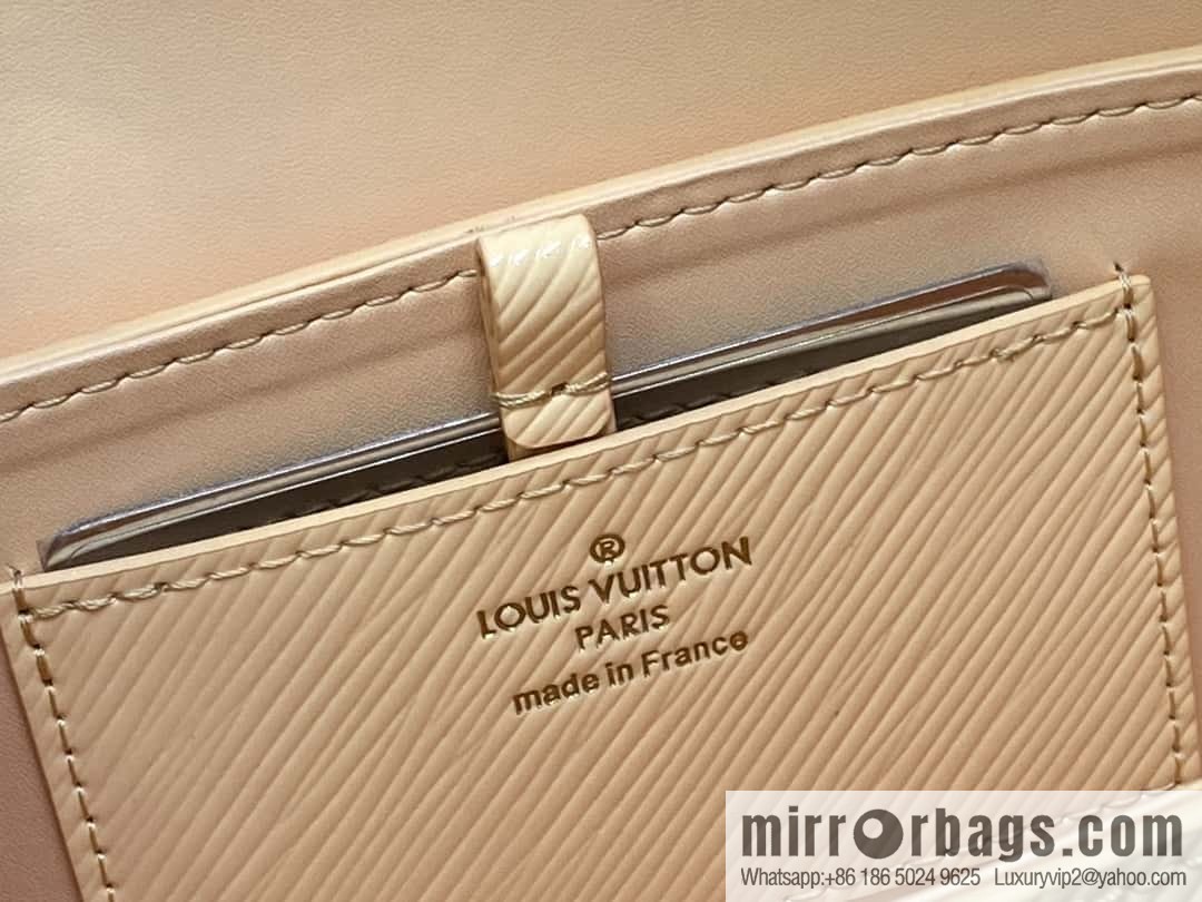 [Boutique‑grade] M24603 apricot, patent leather water ripple chain bag Twist West handbag M24549 24603 apricot, water ripple