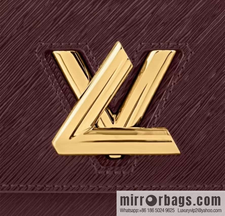 [Boutique‑grade] M24603 burgundy, patent leather water ripple chain bag Twist West handbag M24549 24603 burgundy, water ripple