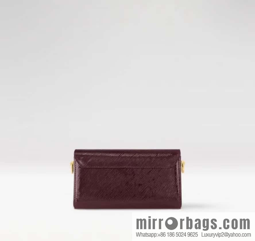 [Boutique‑grade] M24603 burgundy, patent leather water ripple chain bag Twist West handbag M24549 24603 burgundy, water ripple