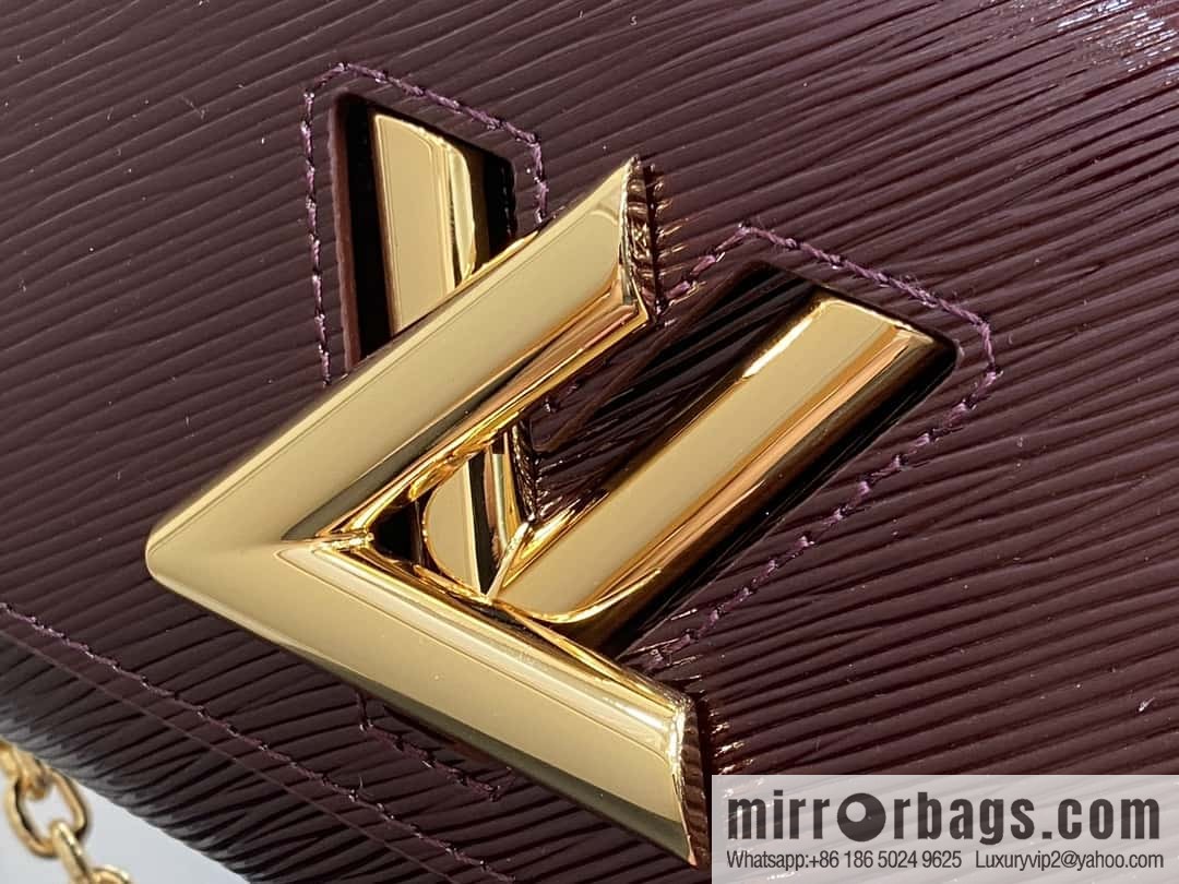 [Boutique‑grade] M24603 burgundy, patent leather water ripple chain bag Twist West handbag M24549 24603 burgundy, water ripple