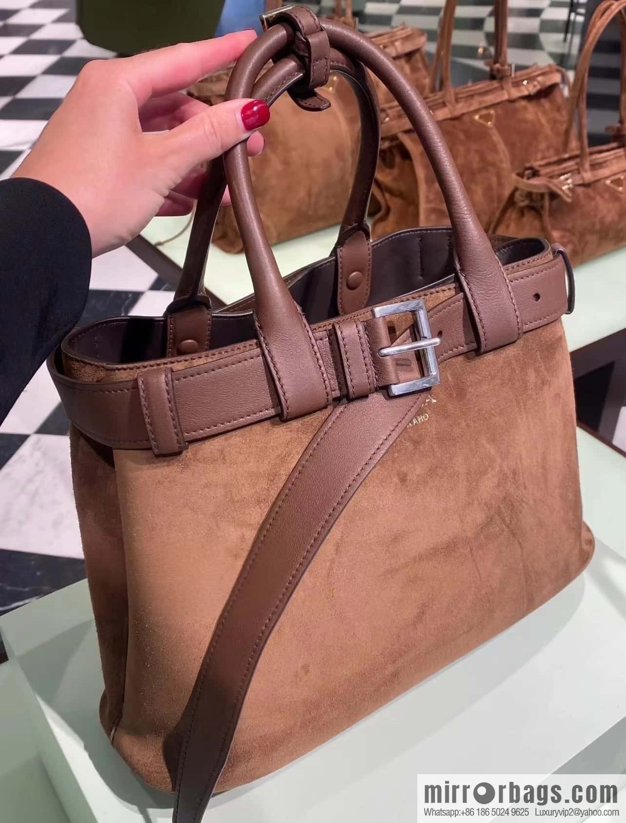 PRADA 🎉 new women's bag 🎉 1BA434 fleece leather🎉🎉
