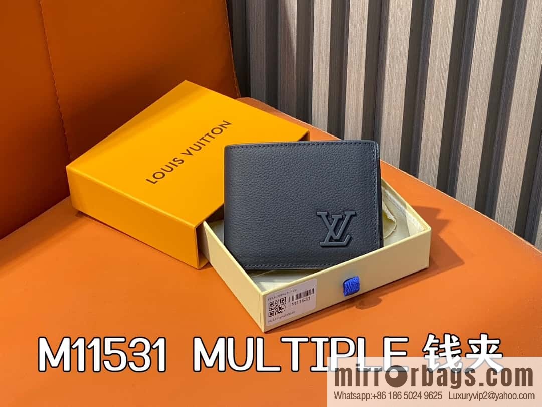 [Boutique‑grade] M11531 dark blue full leather, short suit clip series MULTIPLE wallet m82273 82274 82808 Multiple wallets