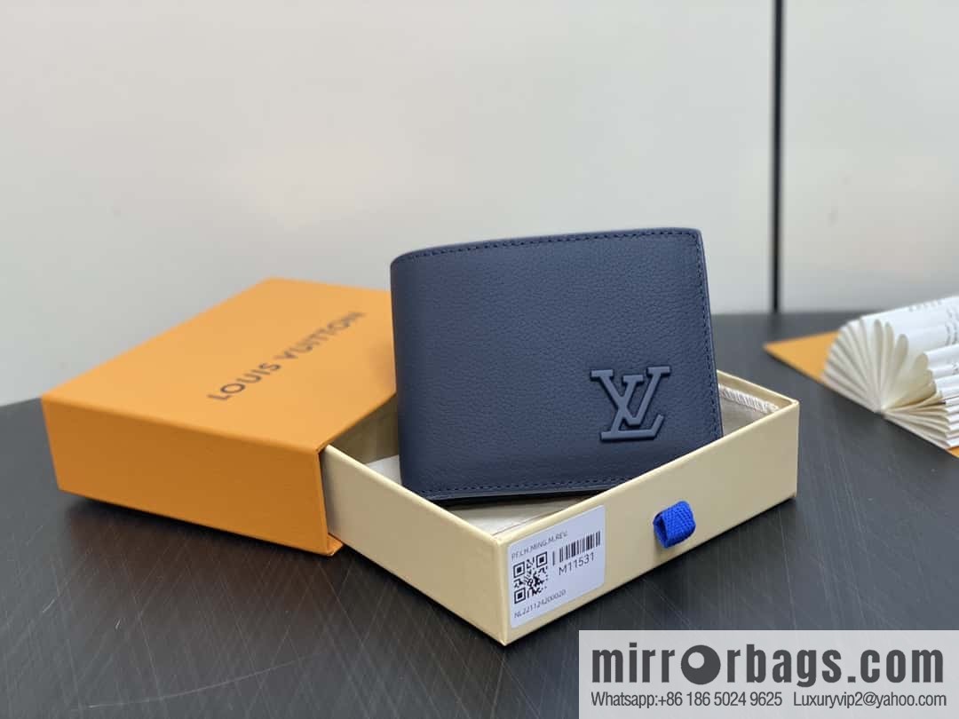 [Boutique‑grade] M11531 dark blue full leather, short suit clip series MULTIPLE wallet m82273 82274 82808 Multiple wallets