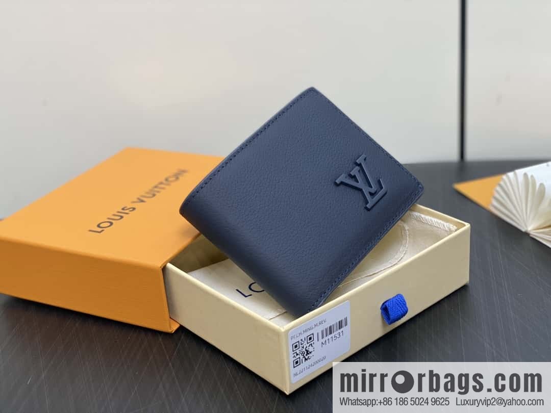 [Boutique‑grade] M11531 dark blue full leather, short suit clip series MULTIPLE wallet m82273 82274 82808 Multiple wallets