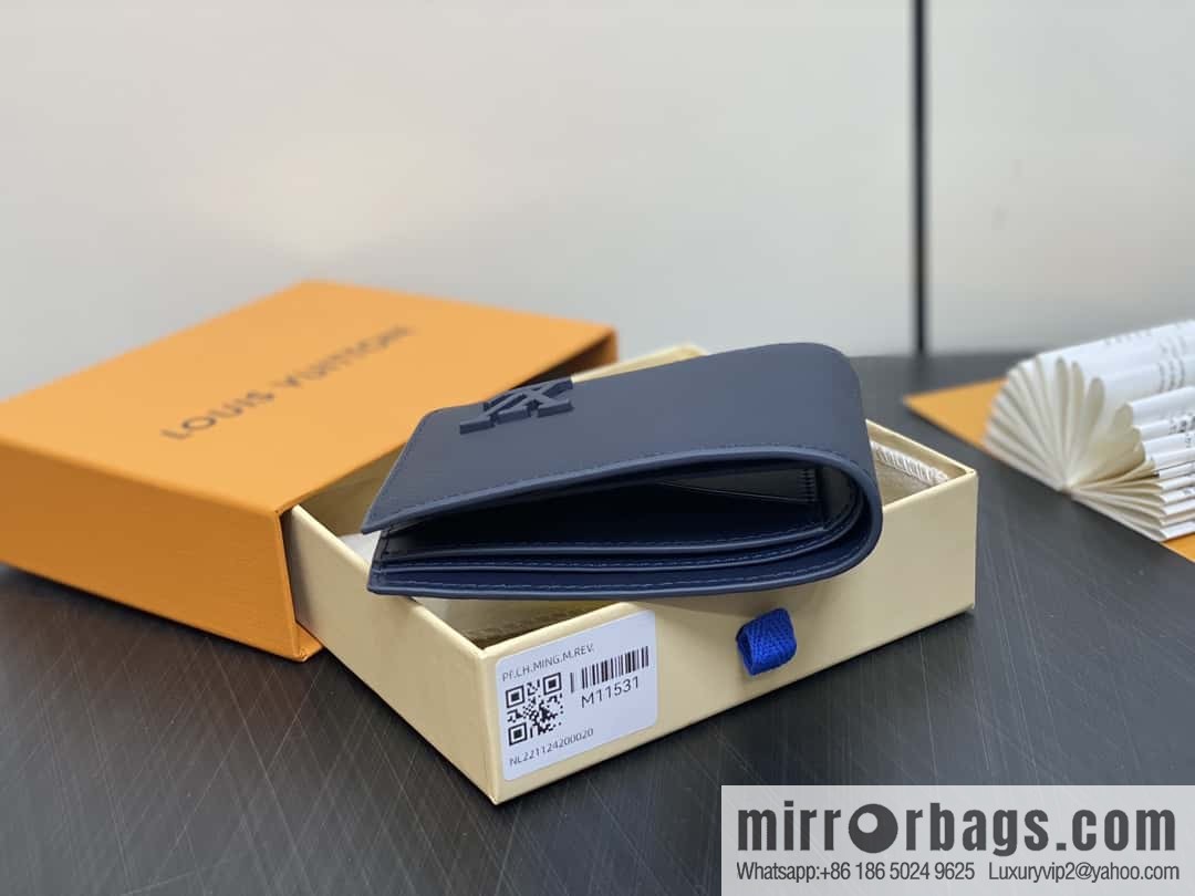 [Boutique‑grade] M11531 dark blue full leather, short suit clip series MULTIPLE wallet m82273 82274 82808 Multiple wallets