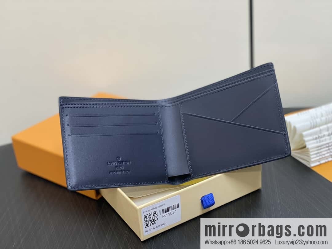 [Boutique‑grade] M11531 dark blue full leather, short suit clip series MULTIPLE wallet m82273 82274 82808 Multiple wallets