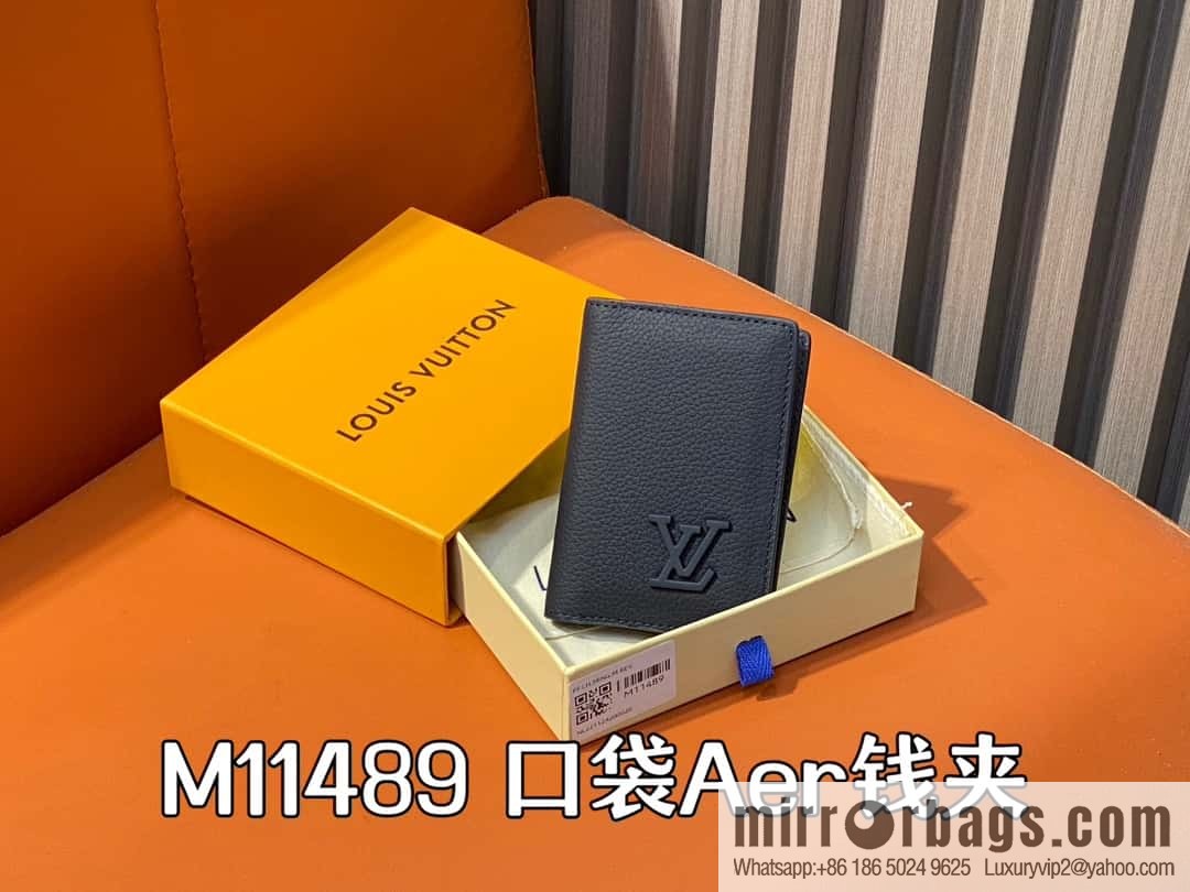 [Boutique‑grade] M11489 dark blue, full leather card bag wallet series, pocket Aer wallet M81730 69979