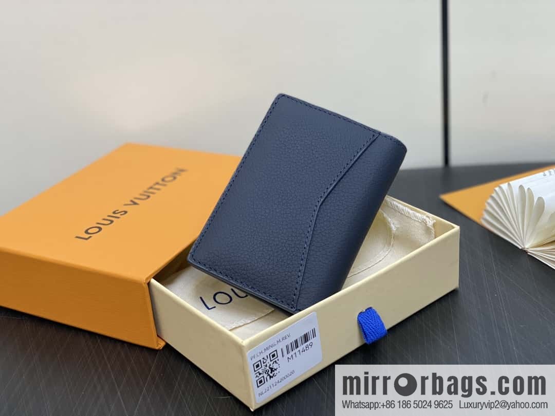 [Boutique‑grade] M11489 dark blue, full leather card bag wallet series, pocket Aer wallet M81730 69979
