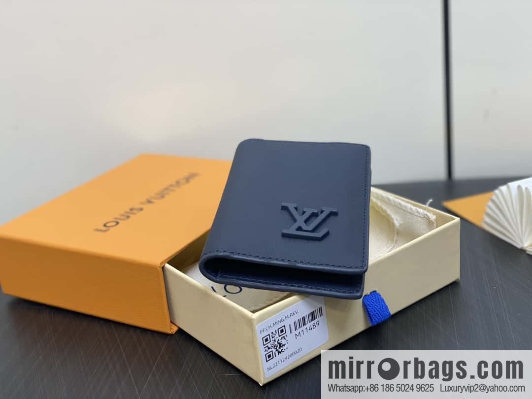 [Boutique‑grade] M11489 dark blue, full leather card bag wallet series, pocket Aer wallet M81730 69979
