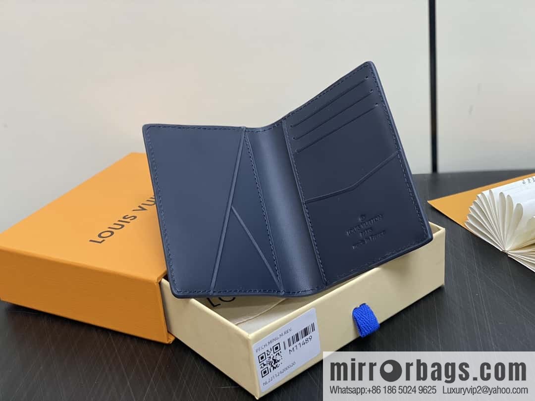[Boutique‑grade] M11489 dark blue, full leather card bag wallet series, pocket Aer wallet M81730 69979