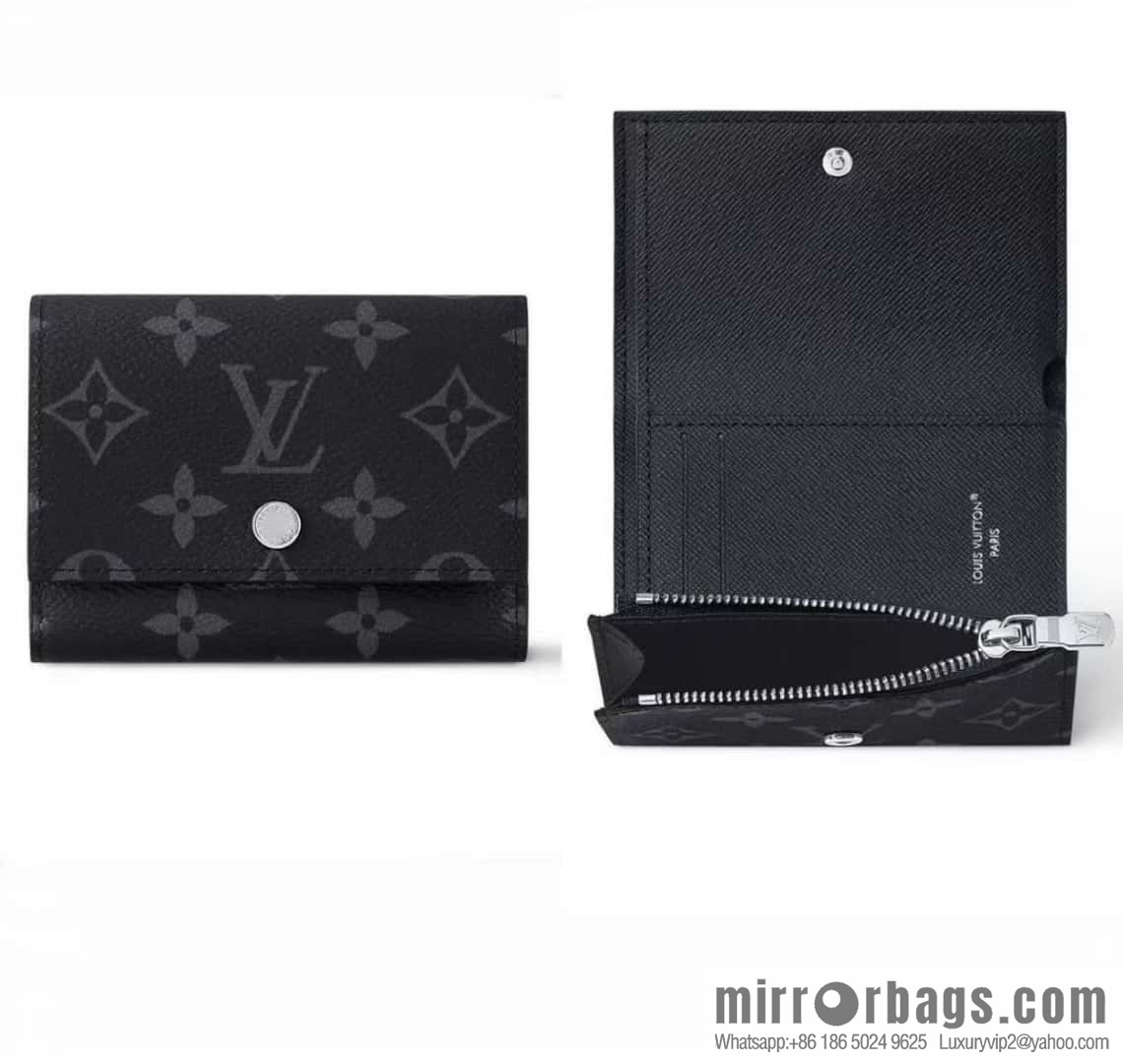 [Boutique‑grade] M12598 black flower, three-fold wallet series Victor wallet