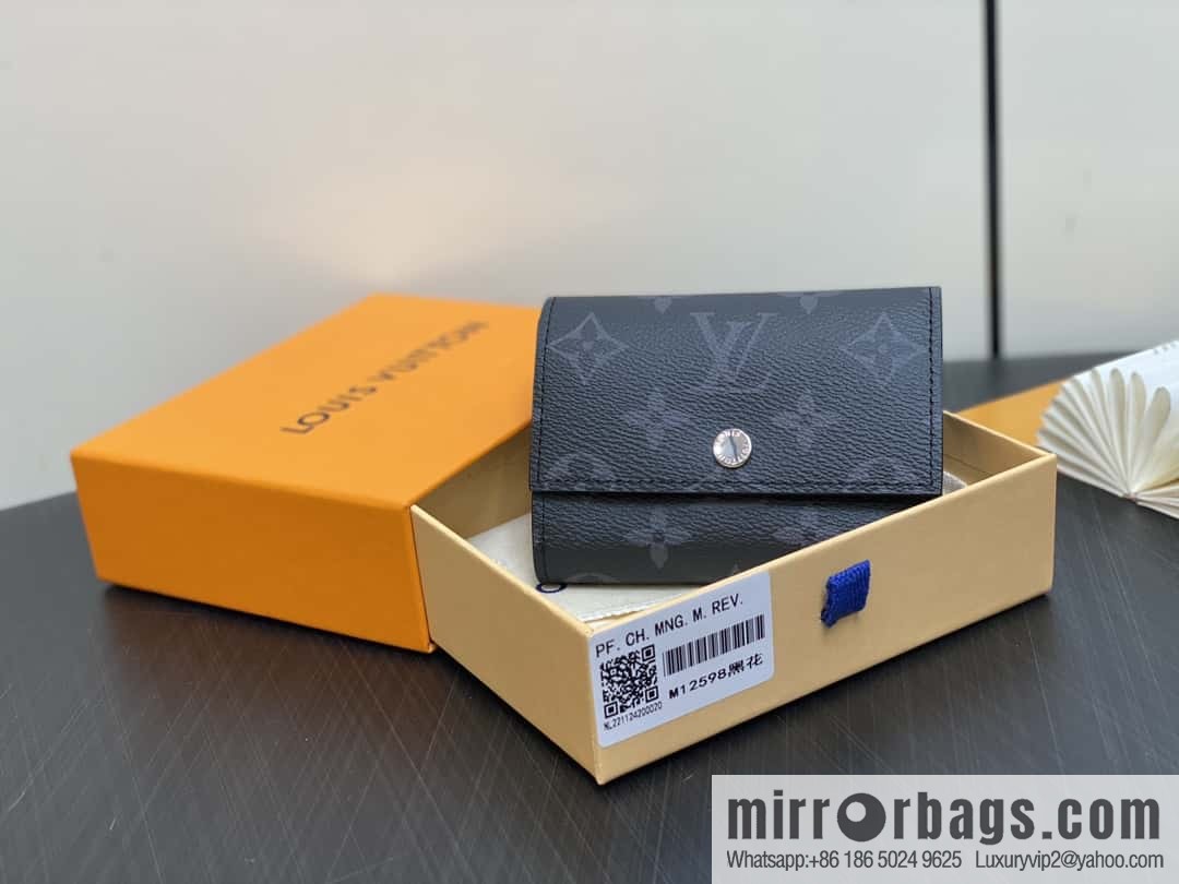 [Boutique‑grade] M12598 black flower, three-fold wallet series Victor wallet