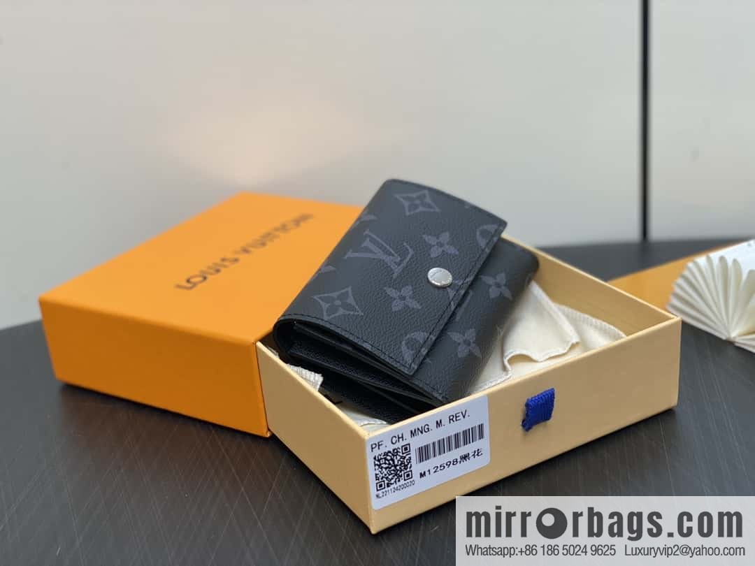 [Boutique‑grade] M12598 black flower, three-fold wallet series Victor wallet