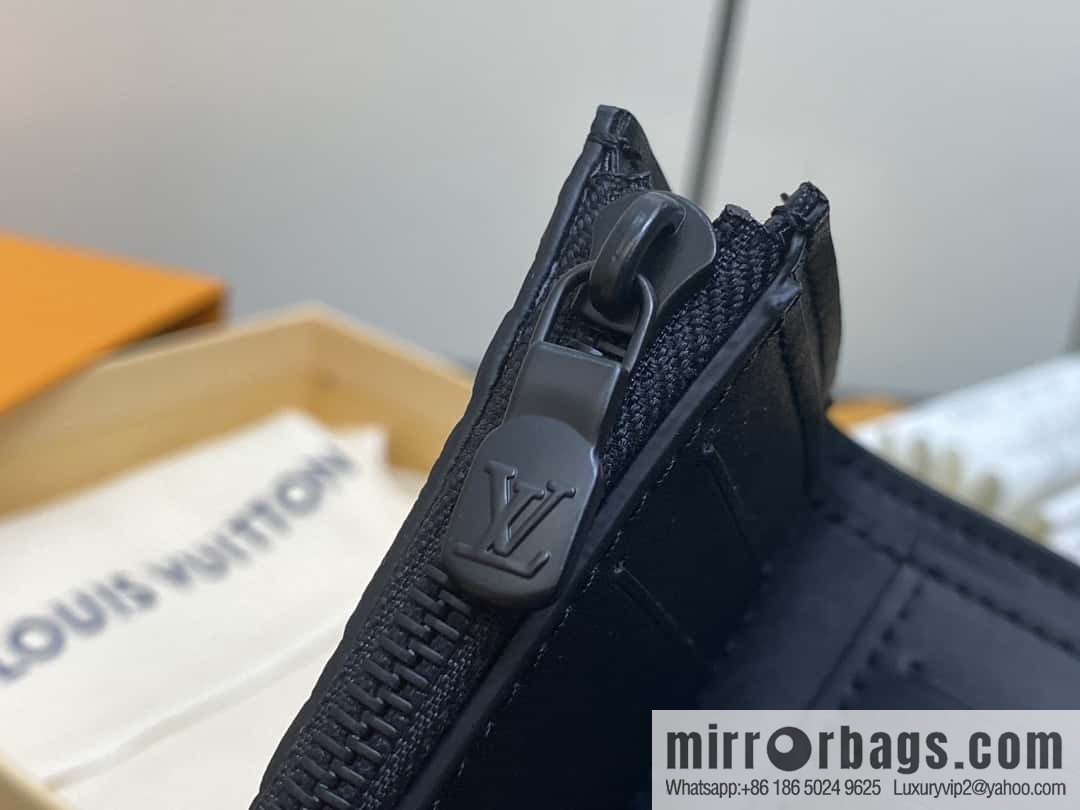 [Boutique‑grade] M12635 black full leather embossed M12598 three-fold wallet series Victor wallet