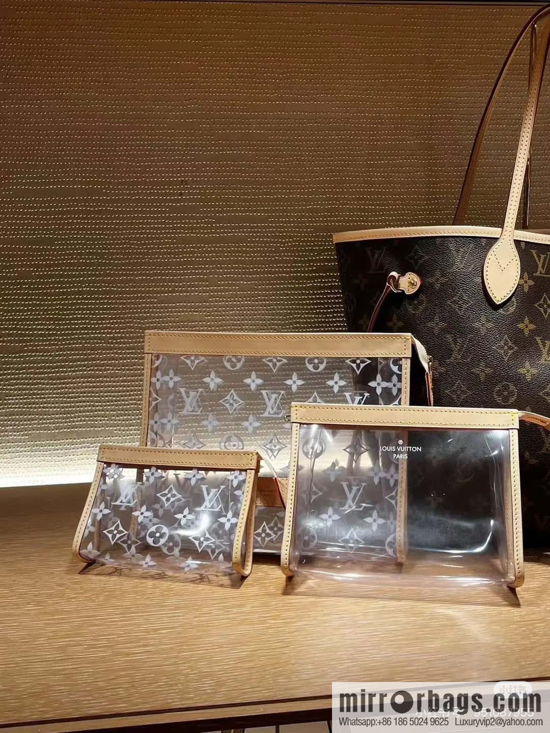 [Boutique‑grade] M11390 transparent, three-piece handbag clutch bag series Trio Poche Toilette handbag