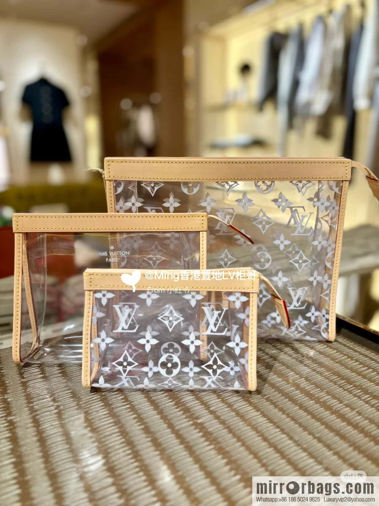 [Boutique‑grade] M11390 transparent, three-piece handbag clutch bag series Trio Poche Toilette handbag