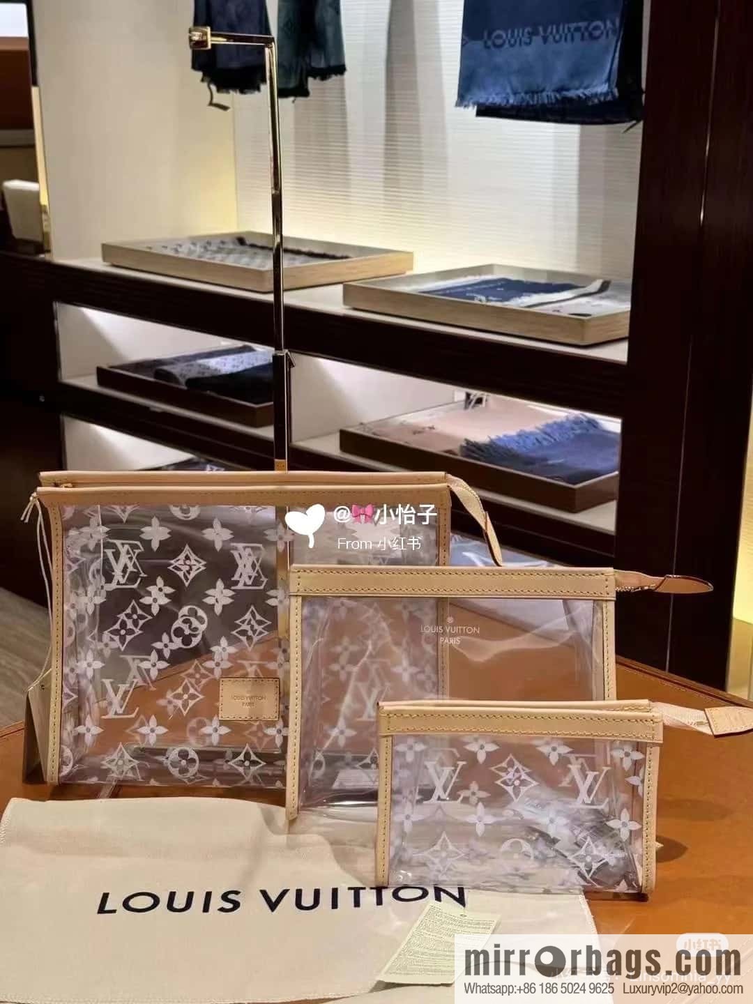 [Boutique‑grade] M11390 transparent, three-piece handbag clutch bag series Trio Poche Toilette handbag