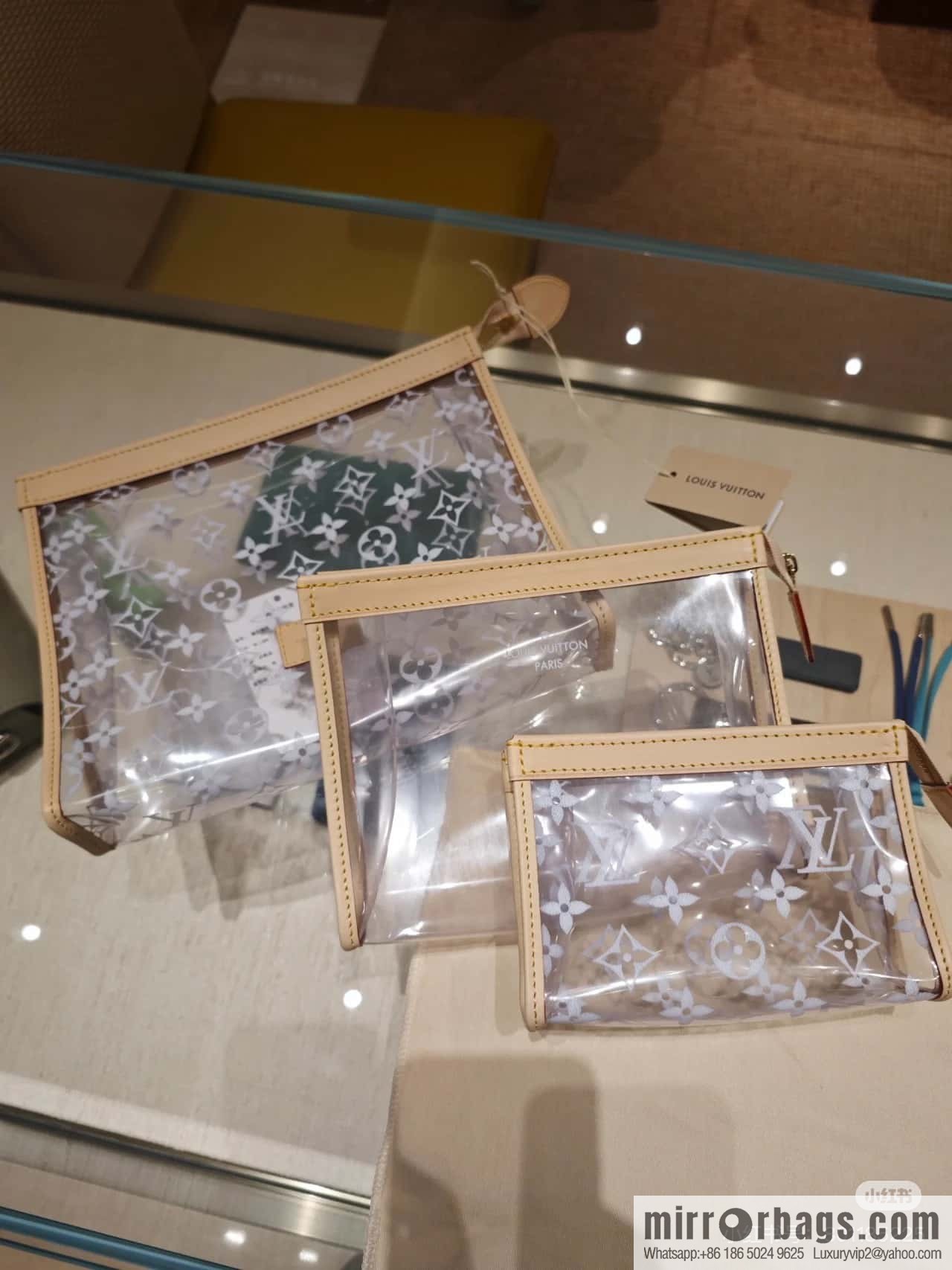 [Boutique‑grade] M11390 transparent, three-piece handbag clutch bag series Trio Poche Toilette handbag