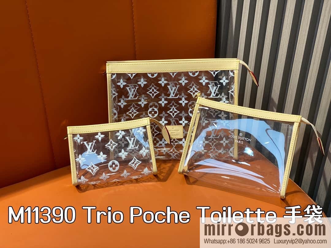 [Boutique‑grade] M11390 transparent, three-piece handbag clutch bag series Trio Poche Toilette handbag