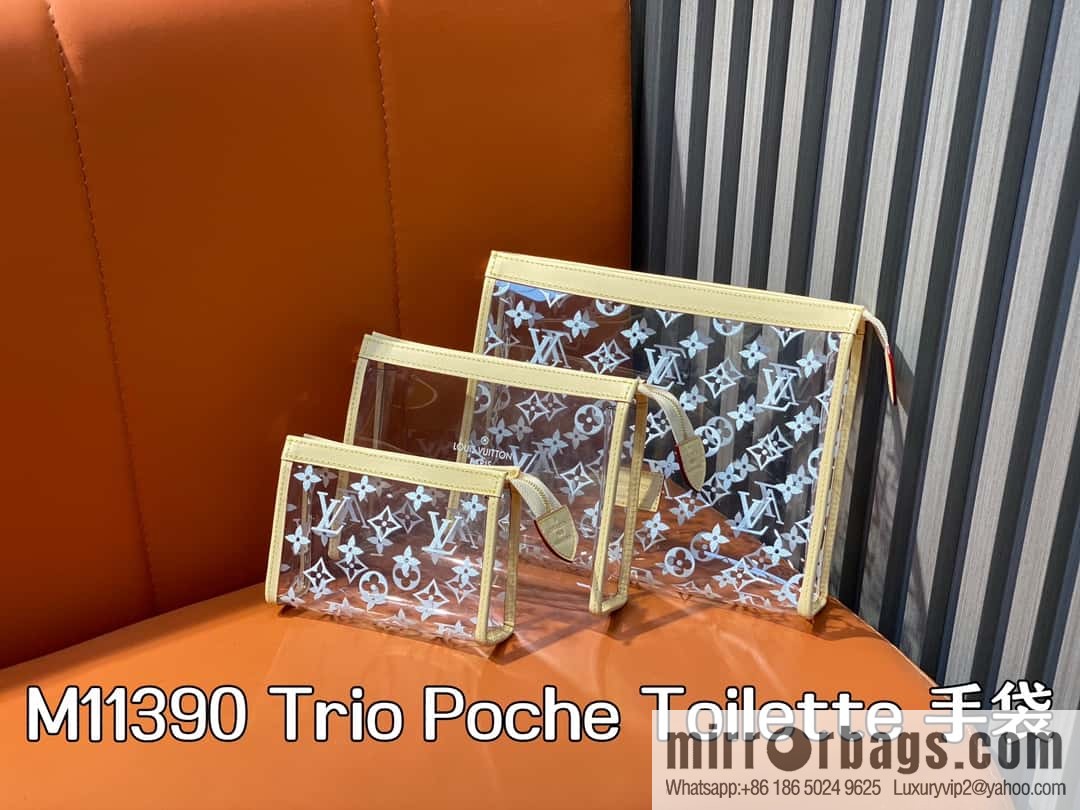 [Boutique‑grade] M11390 transparent, three-piece handbag clutch bag series Trio Poche Toilette handbag