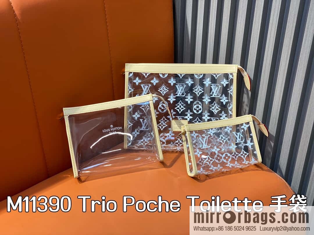 [Boutique‑grade] M11390 transparent, three-piece handbag clutch bag series Trio Poche Toilette handbag