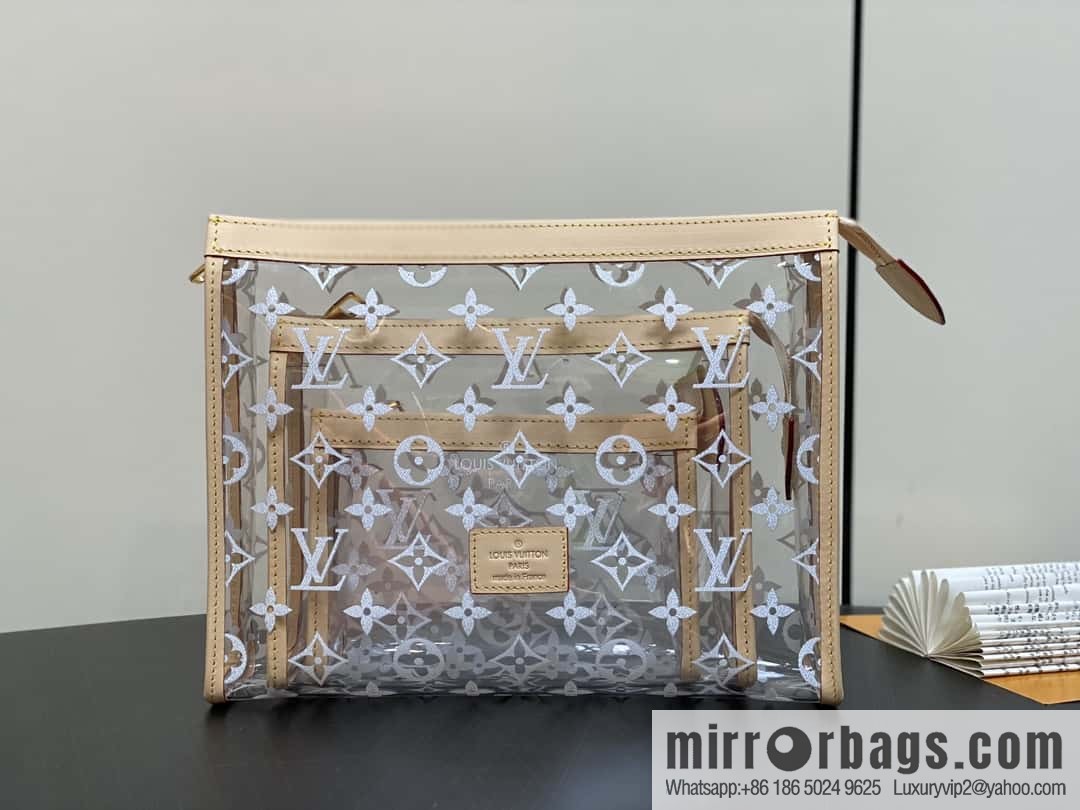 [Boutique‑grade] M11390 transparent, three-piece handbag clutch bag series Trio Poche Toilette handbag