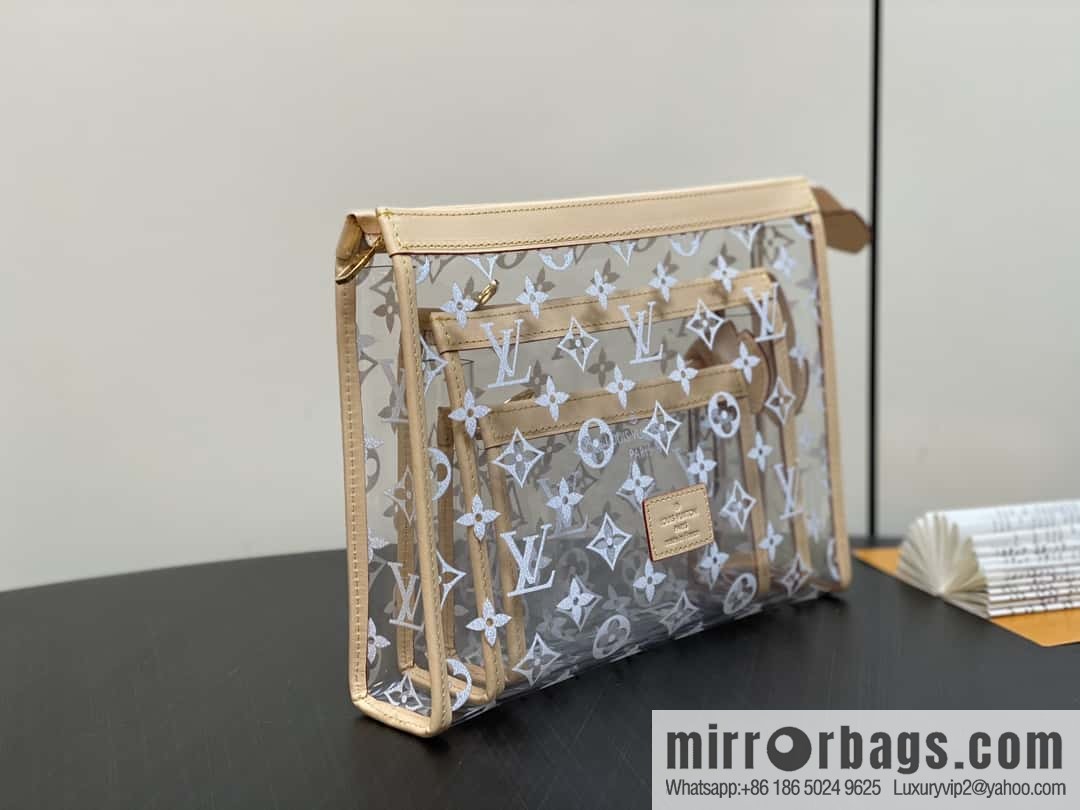 [Boutique‑grade] M11390 transparent, three-piece handbag clutch bag series Trio Poche Toilette handbag