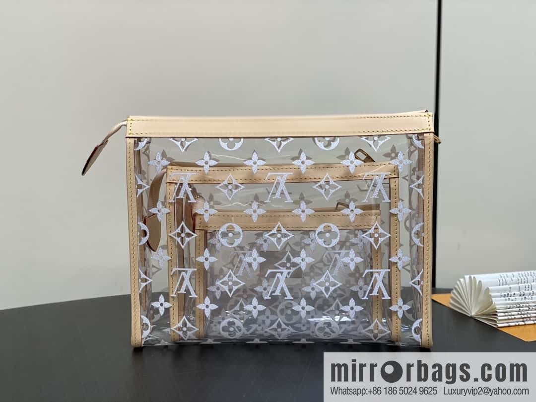 [Boutique‑grade] M11390 transparent, three-piece handbag clutch bag series Trio Poche Toilette handbag