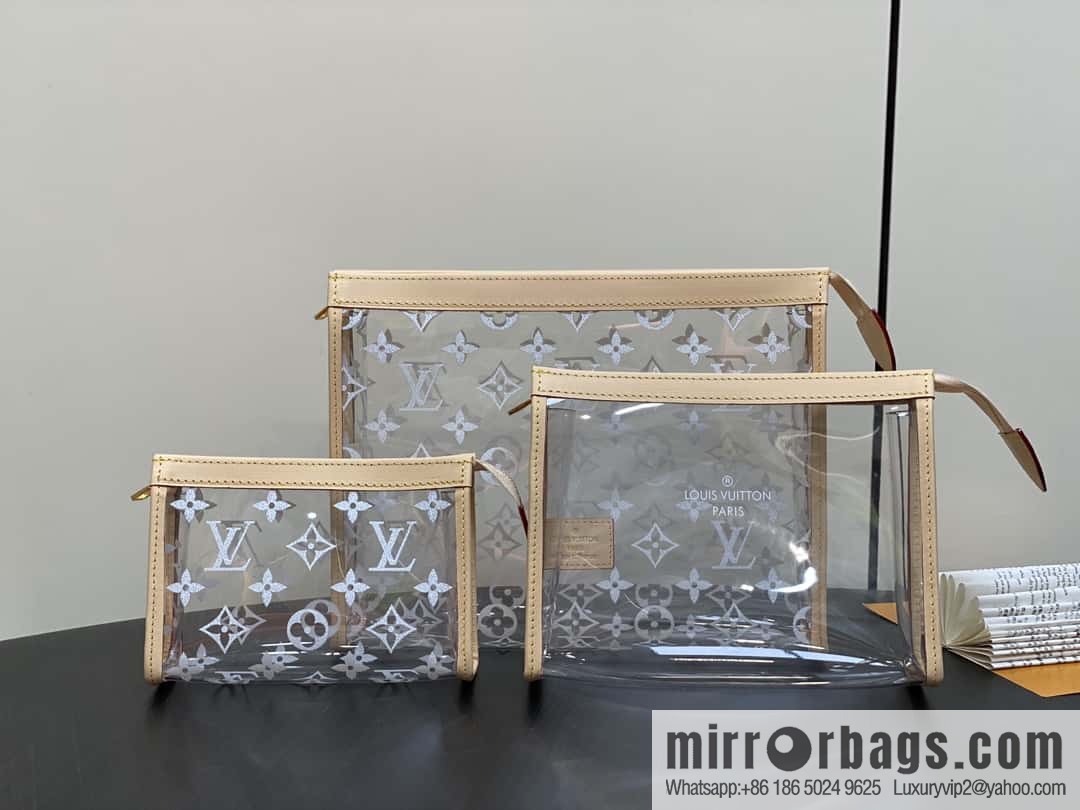 [Boutique‑grade] M11390 transparent, three-piece handbag clutch bag series Trio Poche Toilette handbag