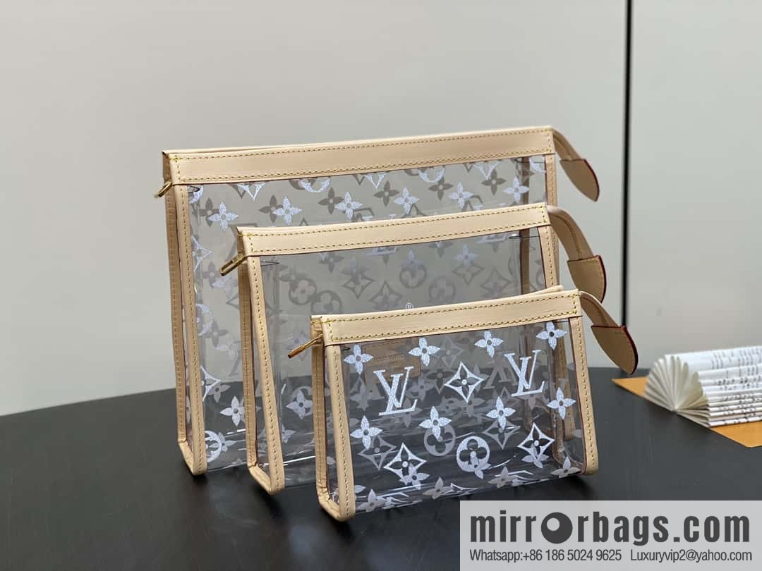 [Boutique‑grade] M11390 transparent, three-piece handbag clutch bag series Trio Poche Toilette handbag