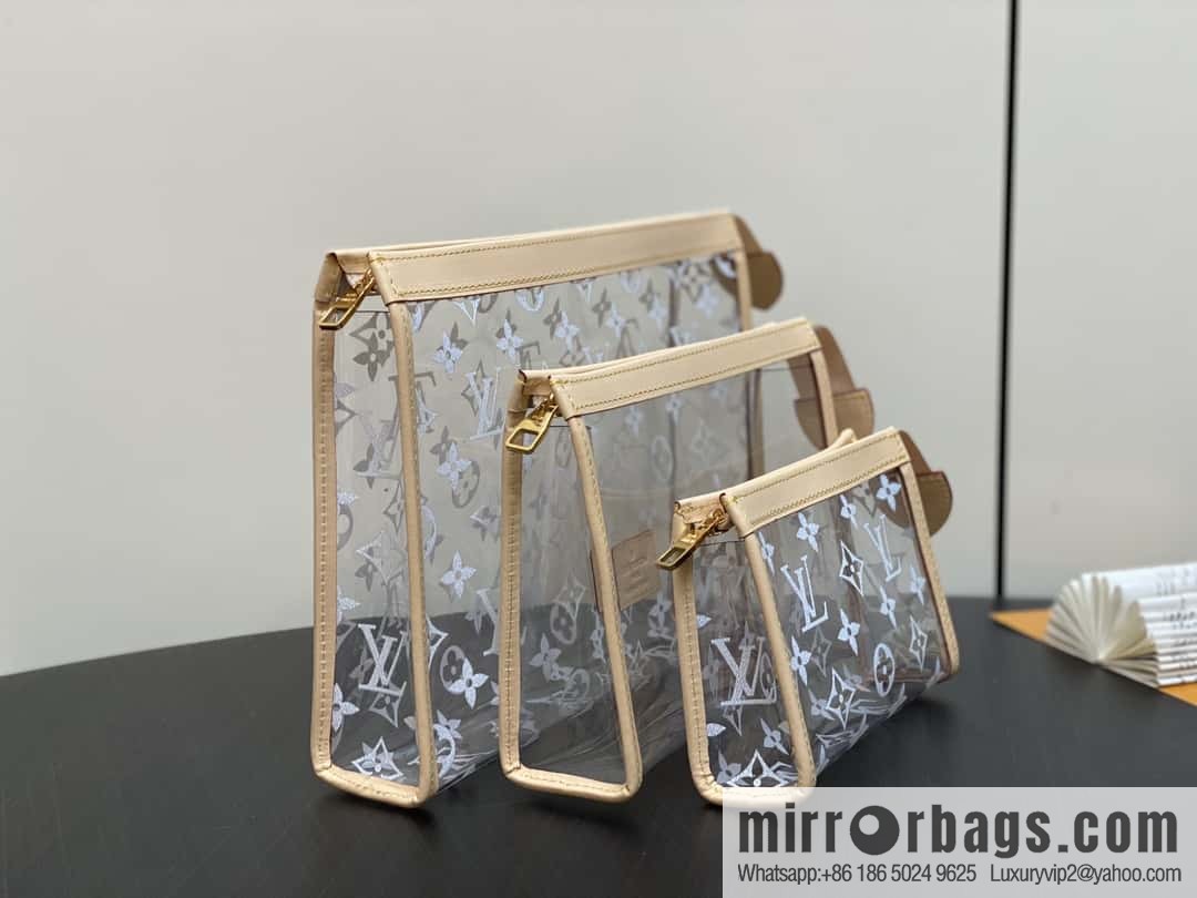 [Boutique‑grade] M11390 transparent, three-piece handbag clutch bag series Trio Poche Toilette handbag