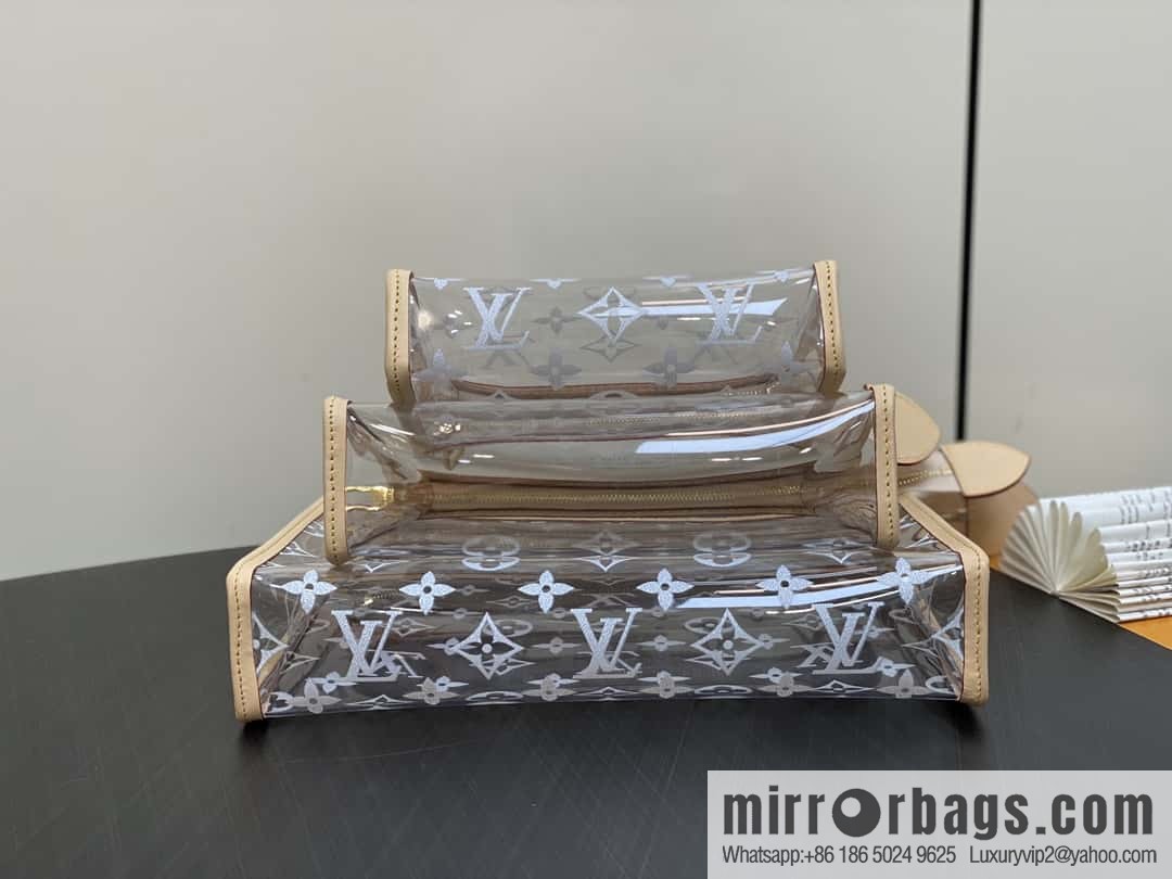 [Boutique‑grade] M11390 transparent, three-piece handbag clutch bag series Trio Poche Toilette handbag
