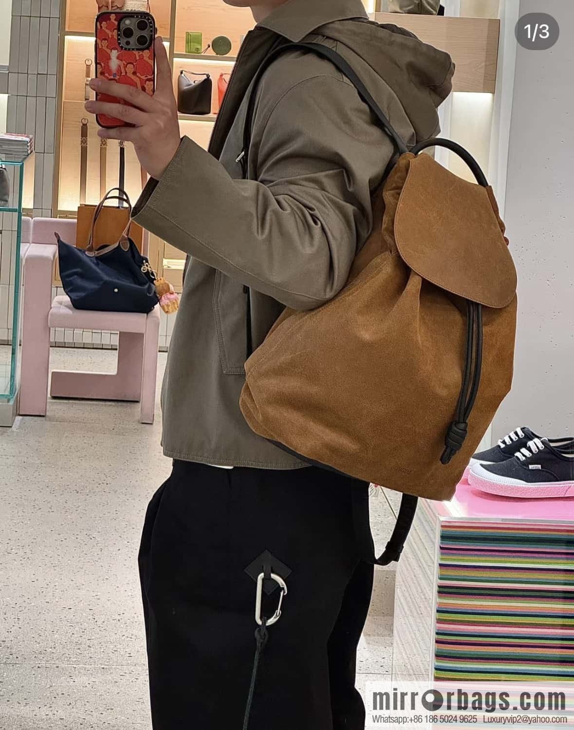 LOEWE Luo's new suede cotton backpack 🎒 0903