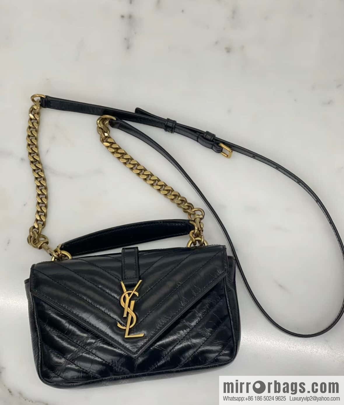 YSL 2024 New COLLEGE Glossy Oil Wax Mini Chain Bag 779430