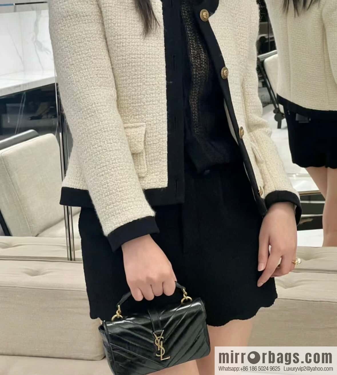 YSL 2024 New COLLEGE Glossy Oil Wax Mini Chain Bag 779430