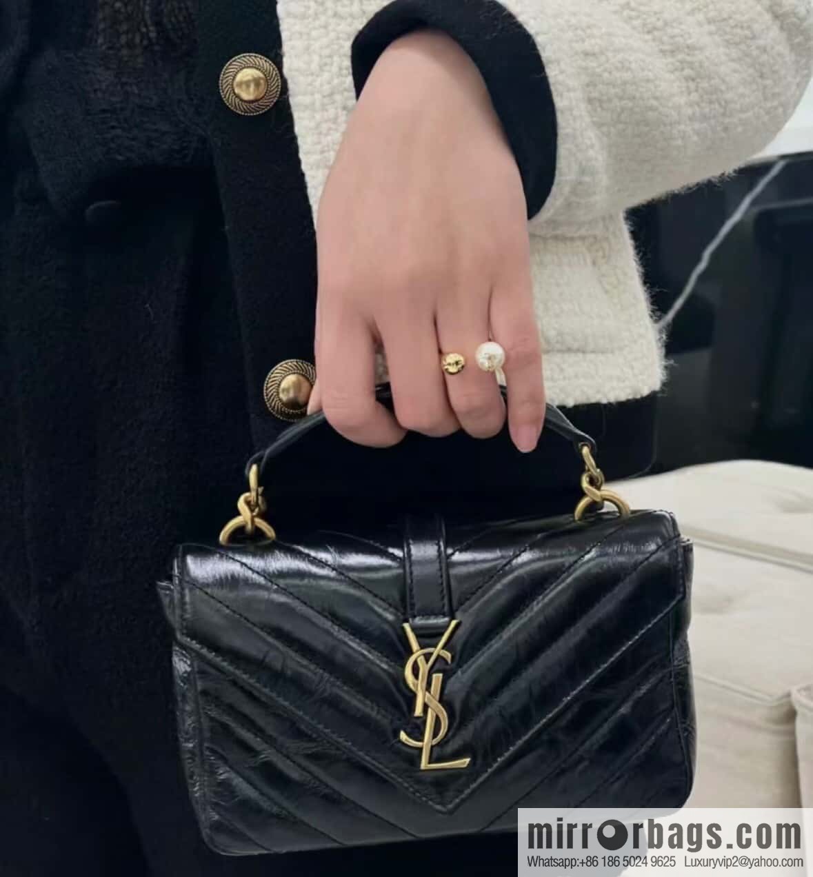 YSL 2024 New COLLEGE Glossy Oil Wax Mini Chain Bag 779430
