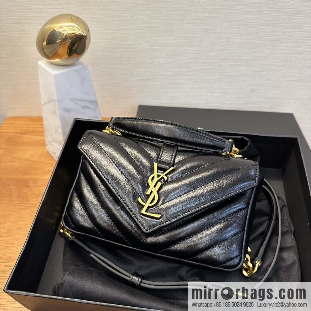 YSL 2024 New COLLEGE Glossy Oil Wax Mini Chain Bag 779430