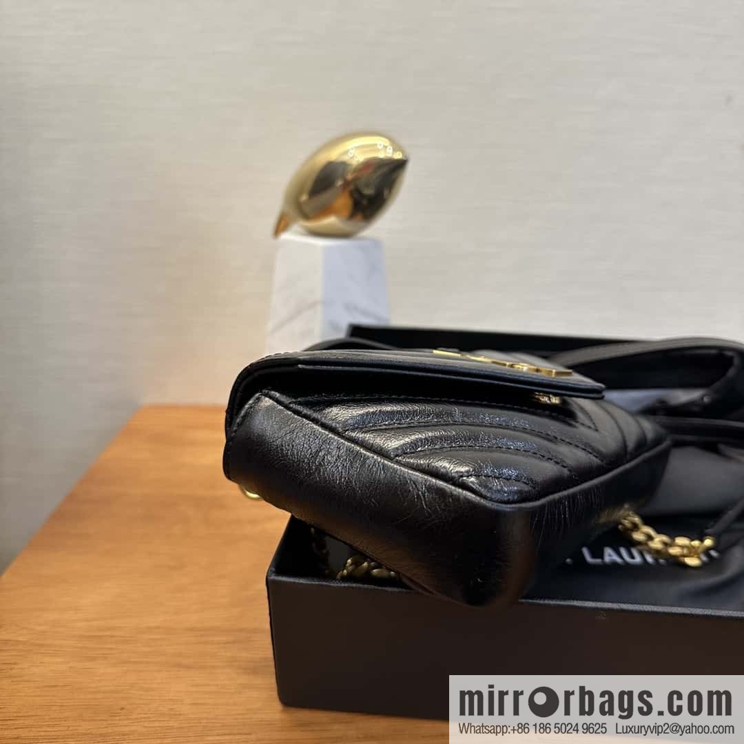 YSL 2024 New COLLEGE Glossy Oil Wax Mini Chain Bag 779430