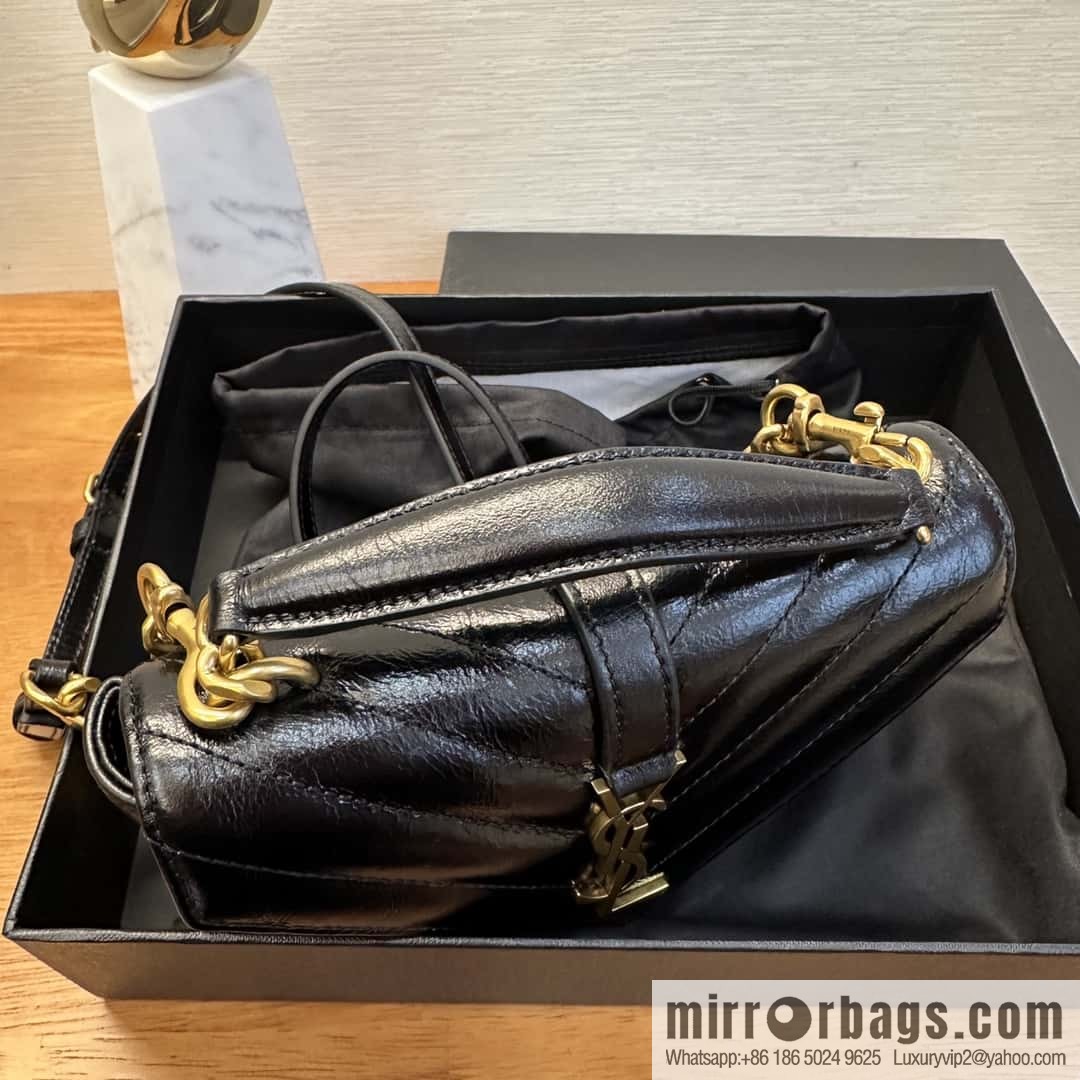 YSL 2024 New COLLEGE Glossy Oil Wax Mini Chain Bag 779430