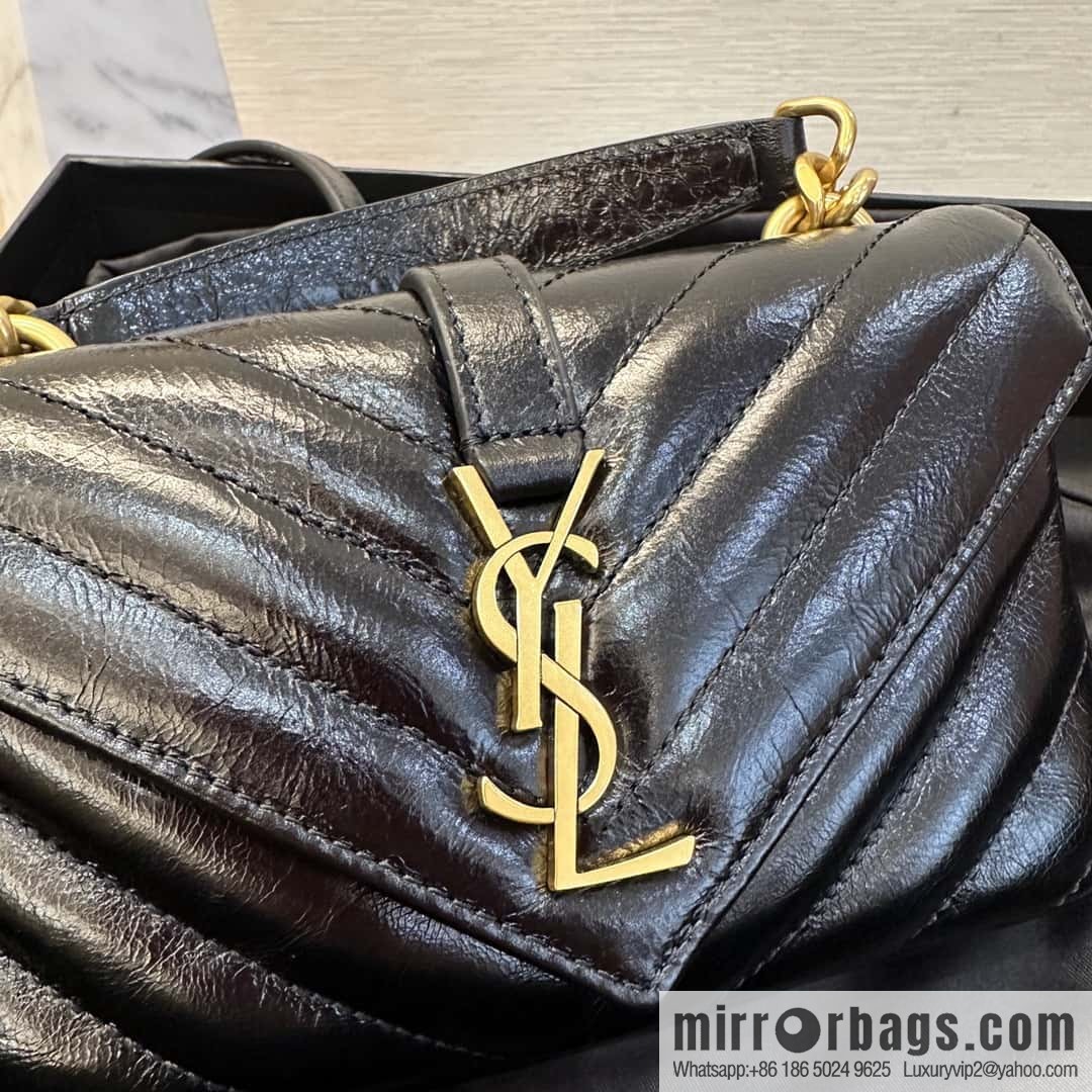 YSL 2024 New COLLEGE Glossy Oil Wax Mini Chain Bag 779430