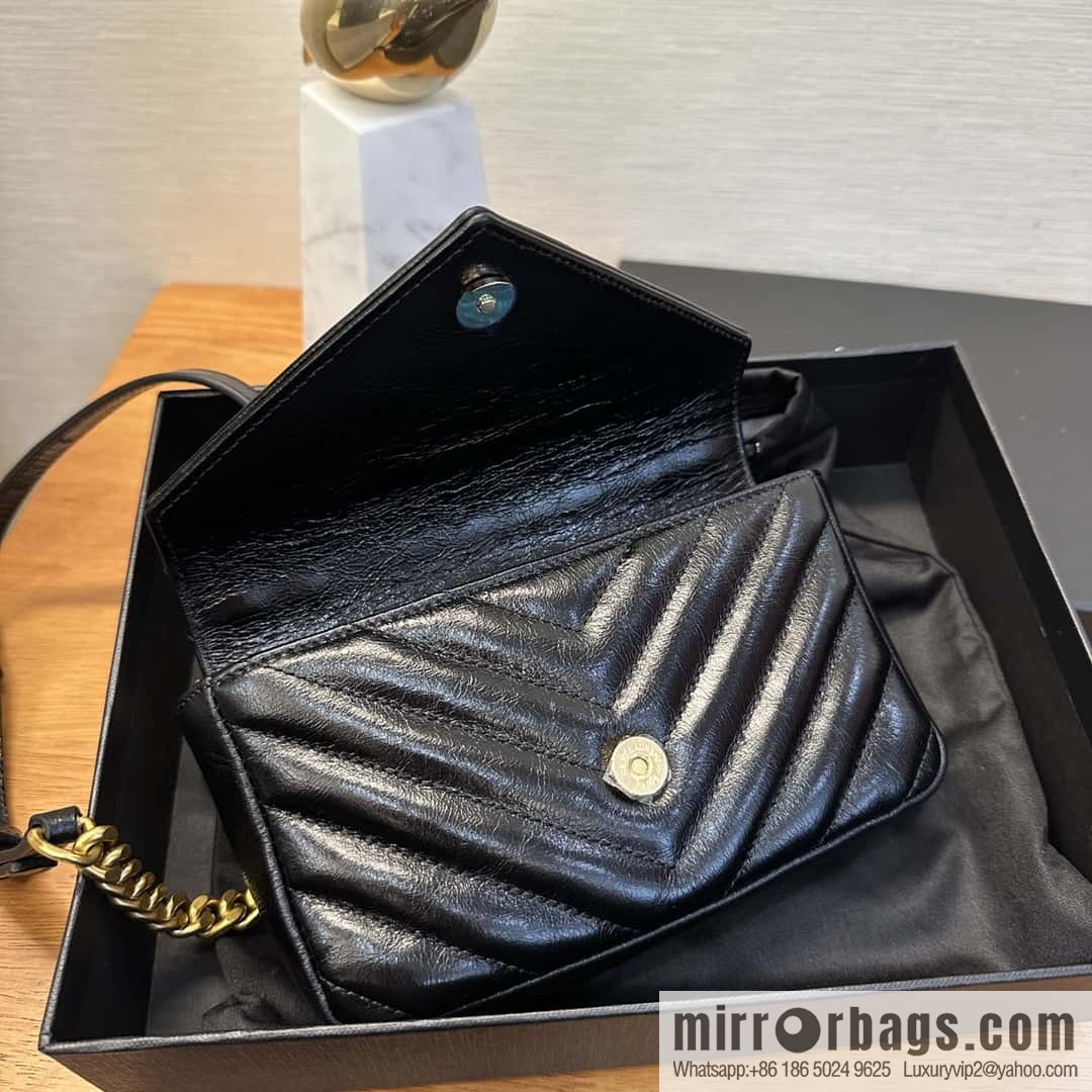 YSL 2024 New COLLEGE Glossy Oil Wax Mini Chain Bag 779430