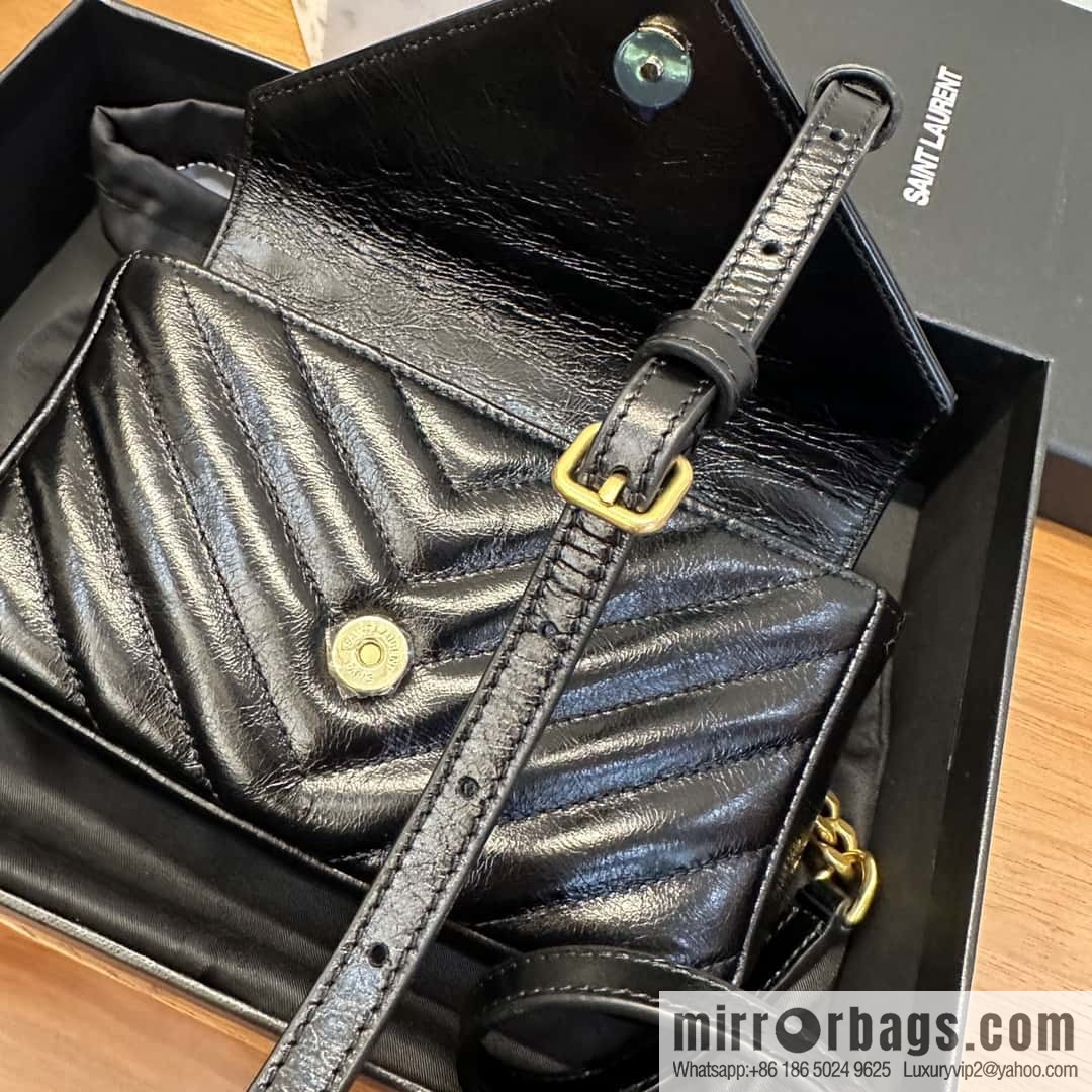 YSL 2024 New COLLEGE Glossy Oil Wax Mini Chain Bag 779430